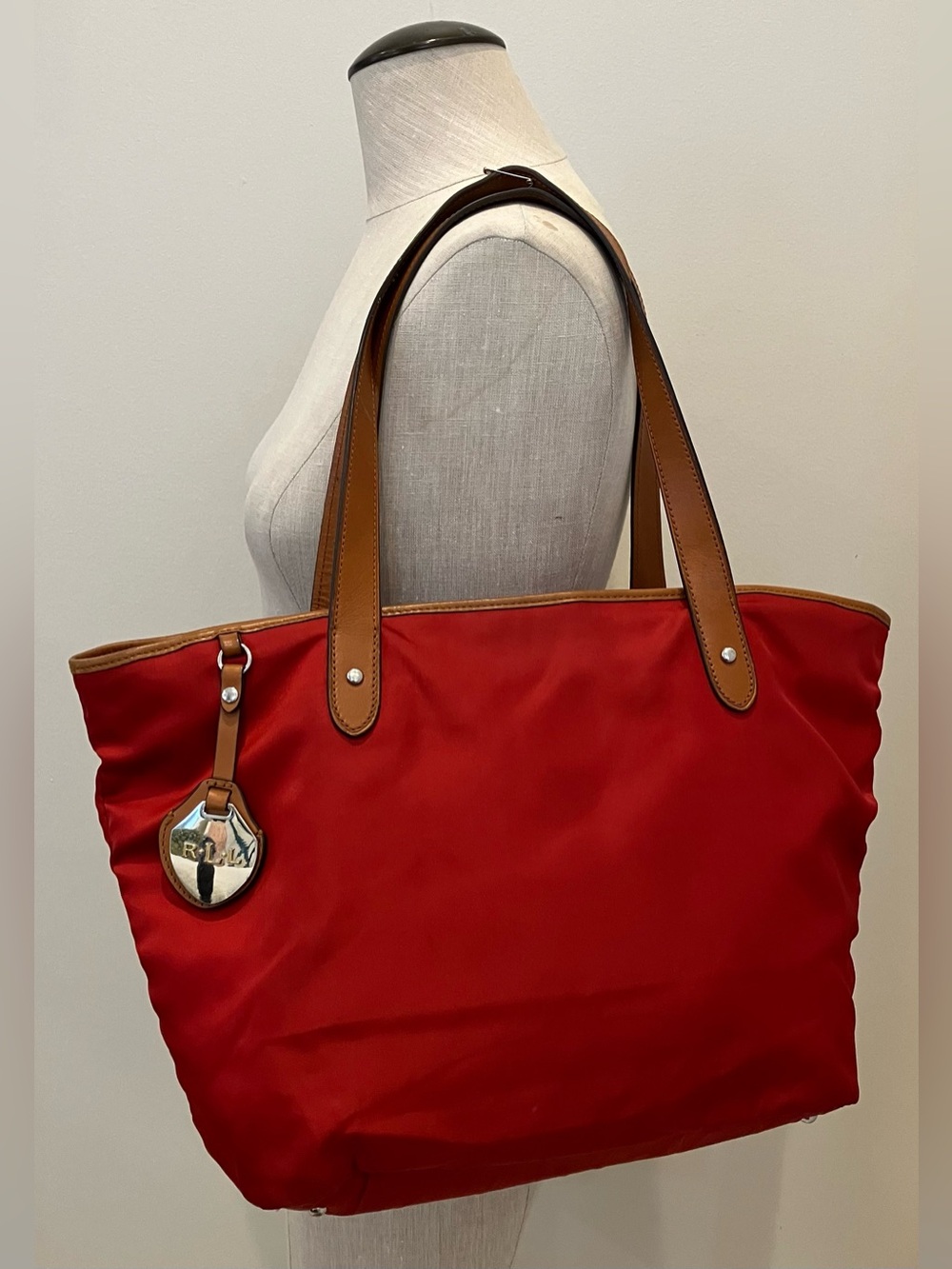 LAUREN BY RALPH LAUREN RED NYLON TOTE
